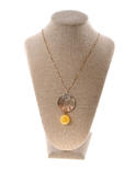 Silver necklace with amber and cubic zirconia "Maura"