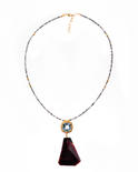 Silver necklace with amber and topaz "Paris"