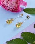 Silver earrings with amber and gilding "Ilaria"