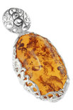 Кулон из камня янтаря в ажурном серебре «Юджина»