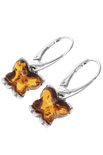 Silver earrings with amber “Butterflies”
