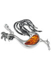 Amber pendant in a silver frame “Rooster”