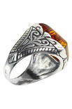 Кольцо с янтарем в оправе из черненого серебра «Уинфри»