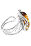 Серебряное кольцо с янтарем коньячного цвета «Клара»