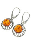 Silver earrings with amber “Scarlet”