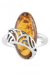 Кольцо с янтарем в серебряной оправе «Дина»