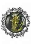 Перстень з каменем бурштину в чорненому сріблі «Саміра»