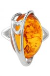 Перстень з бурштином в срібній оправі з сердечком «Вічне почуття»