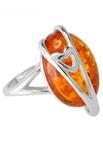 Перстень з бурштином в срібній оправі з сердечком «Вічне почуття»