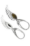 Silver earrings with amber “Angel Wings”