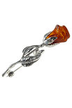 Silver brooch with amber “Amber Rose”