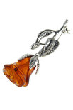Silver brooch with amber “Amber Rose”