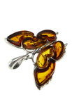 Серебряный кулон с янтарем «Бабочка»