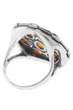 Перстень з чорненого срібла «Бурштинова роса»