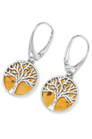 Earrings with amber and silver “Tree of Life”