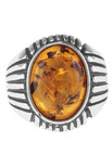 Перстень з каменем бурштину і чорненим сріблом «Модерн»