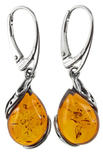 Silver earrings with amber “Spring”