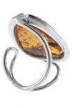 Розімкнутий срібний перстень з бурштином «Лола»