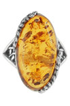 Кольцо с янтарем в оправе из черненого серебра «Вилора»