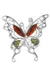 Серебряный кулон с янтарем «Бабочка»