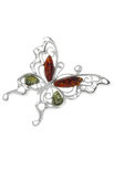 Срібний кулон з бурштином «Метелик»