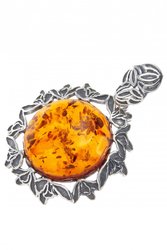 Кулон-медальон из янтаря и черненого серебра «Самира»