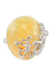 Серебряное кольцо со светлым янтарем «Люси»