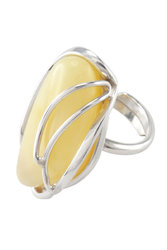 Перстень зі світлим бурштином в сріблі «Джейн»