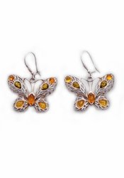 Серьги-бабочки с янтарем