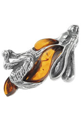 Pendant made of blackened silver with amber stones “Bunny”