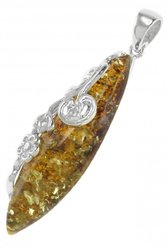 Silver pendant-amulet with amber “Athena”