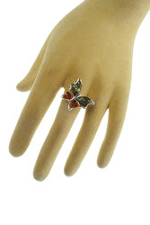 Серебряное кольцо с янтарем «Бабочка»