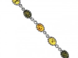 Серебряный браслет с разноцветным янтарем «Дарлин»