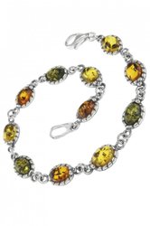 Серебряный браслет с разноцветным янтарем «Дарлин»