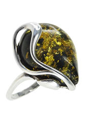 Срібний перстень з каменем бурштину «Тамара»