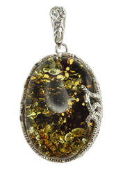 Серебряный кулон с камнем янтаря «Мираж»