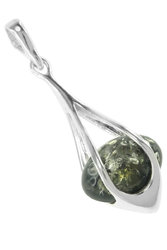 Кулон из серебра с зеленым янтарем «Сара»