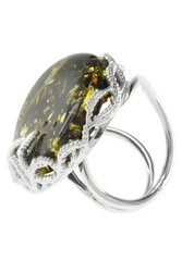 Серебряное кольцо с камнем янтаря «Мираж»