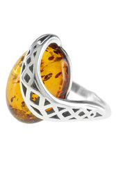 Серебряное кольцо с янтарем «Морган»