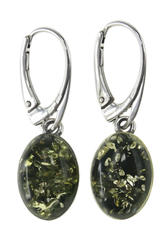 Silver earrings with amber “Melania”
