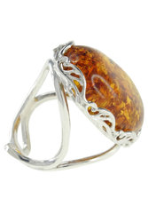 Срібний перстень з бурштином «Юнона»