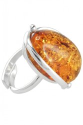 Кольцо с камнем янтаря в серебряной оправе «Кларинс»