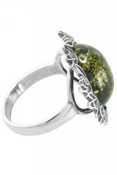 Перстень з каменем бурштину в чорненому сріблі «Саміра»