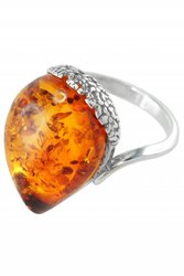 Серебряное кольцо с камнем янтаря «Калли»