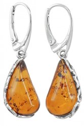 Silver earrings with amber “Amelia”