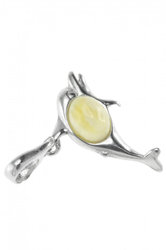 Срібний кулон зі світлим бурштином «Дельфінчик»