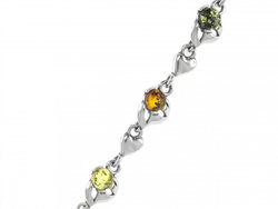 Серебряный браслет с разноцветным янтарем «Сираж»