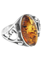Серебряное кольцо с янтарным кабошоном «Парадиз»