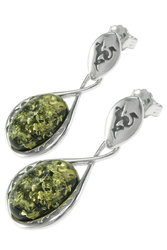 Серебряные серьги-пусеты с янтарем «Миранда»