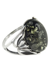 Кольцо с янтарем в оправе из серебра «Оливия»